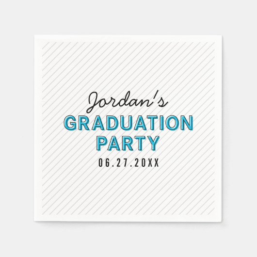 Moderne Stripes Blue Graduation Party Servetten (Voorkant)