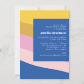 Moderne Stripes Blue Yellow Graduparty foto Kaart (Voorkant)