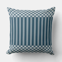 Moderne Stripes & Checker Pattern Blue
