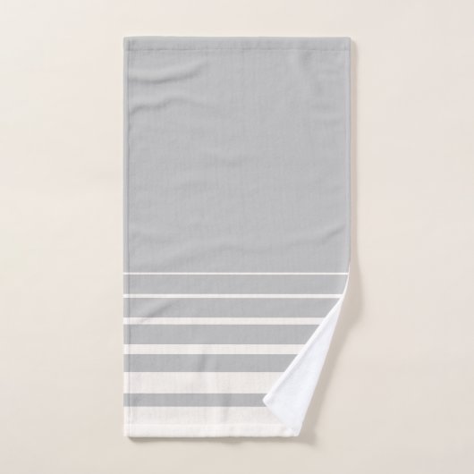 Moderne Stripes Duif Grijs en Buttercream Bad Handdoek (Handdoek)