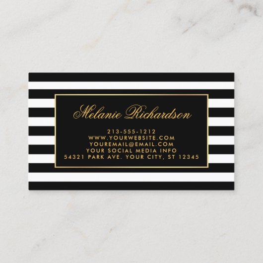 Moderne Stripes en Gold Lijst Visitekaartje (Achterkant)