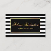 Moderne Stripes en Gold Lijst Visitekaartje (Voorkant)