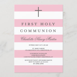 Moderne Stripes First Community Invitation roze Kaart