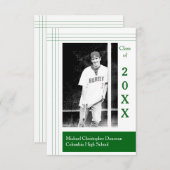 Moderne Stripes Green - 3x5 Afstuderen Aankondigin Kaart (Voorkant / Achterkant)