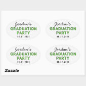 Moderne Stripes Green Graduation Party Ovale Sticker (Vel)