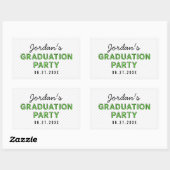 Moderne Stripes Green Graduation Party Rechthoekige Sticker (Vel)