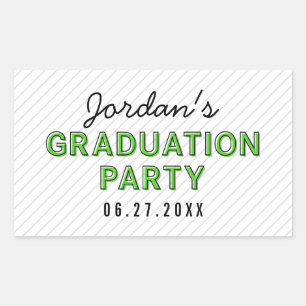 Moderne Stripes Green Graduation Party Rechthoekige Sticker