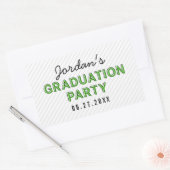 Moderne Stripes Green Graduation Party Rechthoekige Sticker (Envelop)
