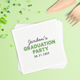 Moderne Stripes Green Graduation Party Servetten