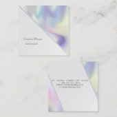Moderne stripes, holografisch vierkante visitekaartje (Voorkant / Achterkant)