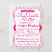 Moderne Stripes Hot Pink Bachelorette Party Kaart (Voorkant)