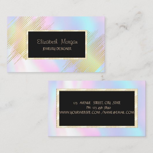 Moderne Stripes, Lijst Holographic Jewelry Designe Visitekaartje (Voorkant / Achterkant)