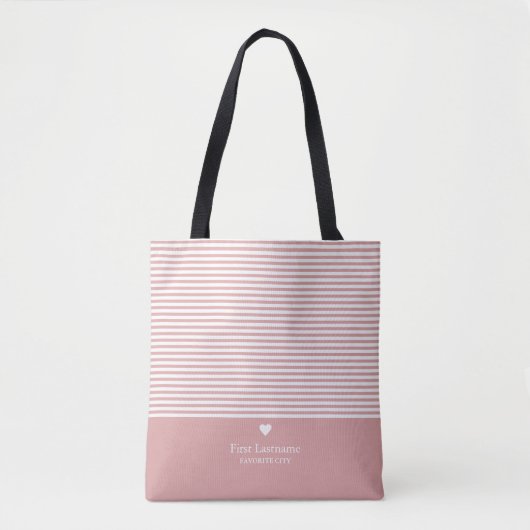 Moderne stripes met een bovenschaal voor hartmonog tote bag (Voorkant)