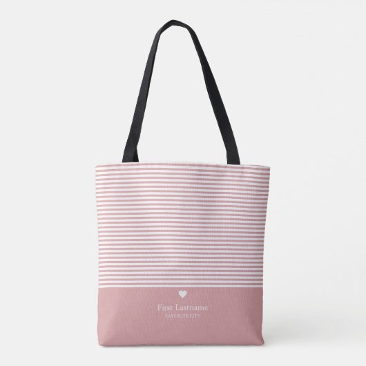 Moderne stripes met een bovenschaal voor hartmonog tote bag (Achterkant)