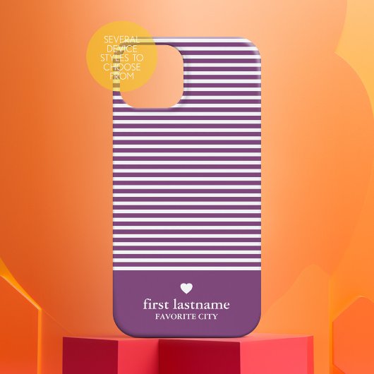 Moderne stripes met hartmonogram kunnen kleur bewe Case-Mate iPhone case