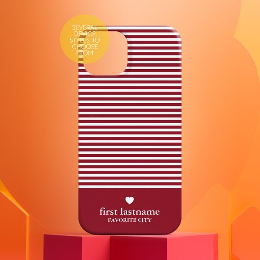 Moderne stripes met hartmonogram kunnen kleur bewe Case-Mate iPhone case