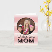 Moderne Stripes Moederdag-fotokaart Kaart (Gele Bloem)