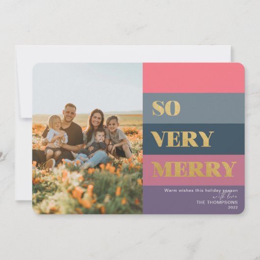 Moderne Stripes Paars, zeer prettige foto Feestdagenkaart (Voorkant)