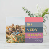 Moderne Stripes Paars, zeer prettige foto Feestdagenkaart (Staand voorkant)