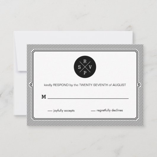 Moderne Stripes-reactiekaart RSVP Kaartje (Voorkant)