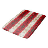 Moderne Stripes Rode Poinsettias en Witte Lichten Badmat (Gekanteld)