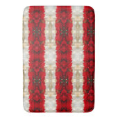 Moderne Stripes Rode Poinsettias en Witte Lichten Badmat (Voorkant Verticaal)