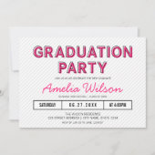 Moderne Stripes Roze Graduation Party Kaart (Voorkant)