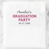 Moderne Stripes Roze Graduation Party Rechthoekige Sticker (Tas)