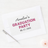 Moderne Stripes Roze Graduation Party Rechthoekige Sticker (Envelop)