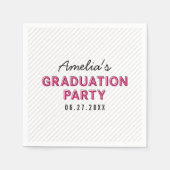 Moderne Stripes Roze Graduation Party Servet (Voorkant)
