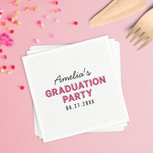 Moderne Stripes Roze Graduation Party