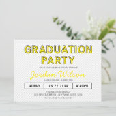 Moderne Stripes Yellow Graduparty Kaart (Staand voorkant)