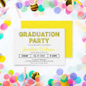 Moderne Stripes Yellow Graduparty Kaart