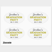 Moderne Stripes Yellow Graduparty Ovale Sticker (Vel)