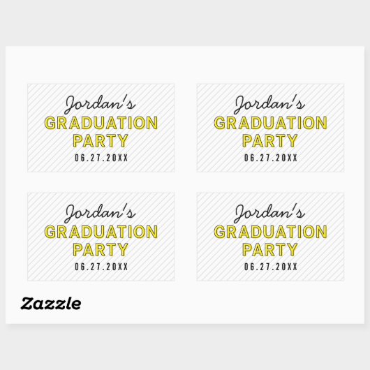 Moderne Stripes Yellow Graduparty Rechthoekige Sticker (Vel)