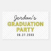 Moderne Stripes Yellow Graduparty Rechthoekige Sticker (Voorkant)