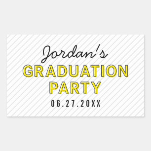 Moderne Stripes Yellow Graduparty Rechthoekige Sticker