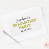 Moderne Stripes Yellow Graduparty Rechthoekige Sticker (Envelop)