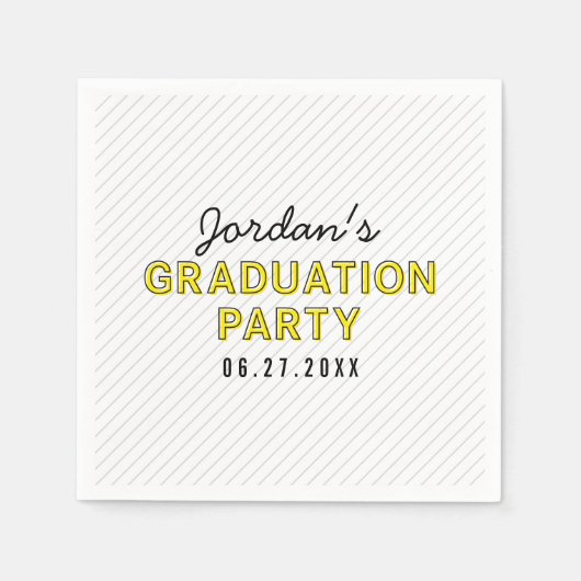 Moderne Stripes Yellow Graduparty Servetten (Voorkant)