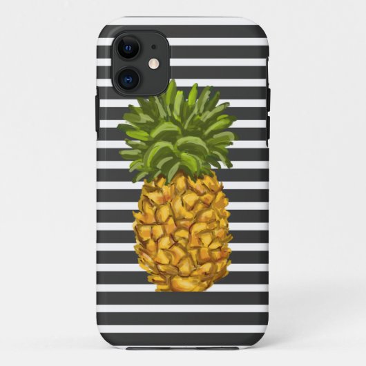 Moderne strippes anananas telefoontas Case-Mate iPhone case (Achterkant)