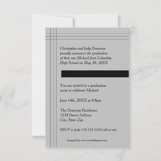 Moderne strips grijs - 3x5 Afstuderen aankondiging (Achterkant)