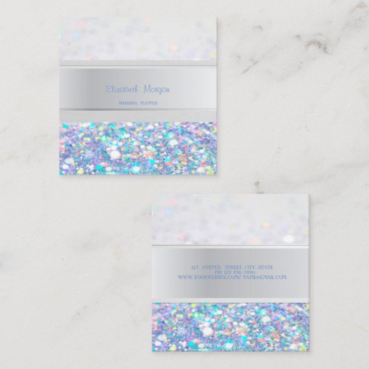 Moderne strips, kleurrijke glittery Bokeh Vierkante Visitekaartje (Voorkant / Achterkant)