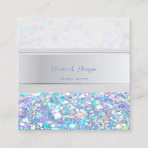 Moderne strips, kleurrijke glittery Bokeh Vierkante Visitekaartje