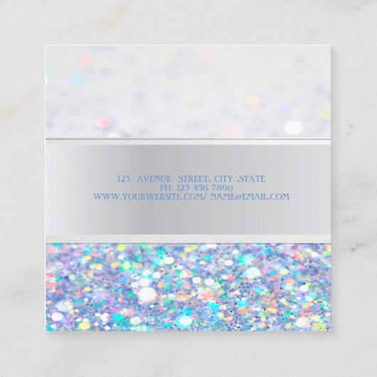 Moderne strips, kleurrijke glittery Bokeh Vierkante Visitekaartje (Achterkant)