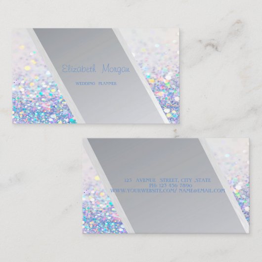 Moderne strips, kleurrijke glittery Bokeh Visitekaartje (Voorkant / Achterkant)