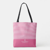 Moderne strips met geüploschaalde hartmonogram tote bag (Achterkant)