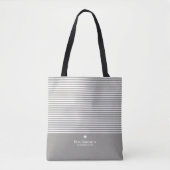 Moderne strips met geüploschaalde hartmonogram tote bag (Voorkant)