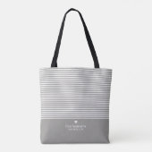 Moderne strips met geüploschaalde hartmonogram tote bag (Achterkant)