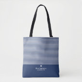 Moderne strips met geüploschaalde hartmonogram tote bag (Voorkant)
