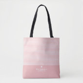 Moderne strips met geüploschaalde hartmonogram tote bag (Voorkant)
